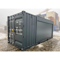 CONTENEDOR DE 20 PIES CON PERSIANA ENROLLABLE Y PUERTA DE ENTRADA RAL 7016 - NUEVO