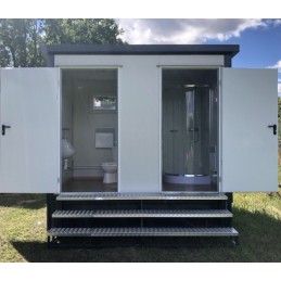 Contenedor sanitario + WC + ducha + cisterna