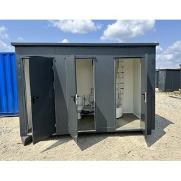Contenedor Sanitario 3 Cabinas (WC, Urinario + Caldera, Ducha)